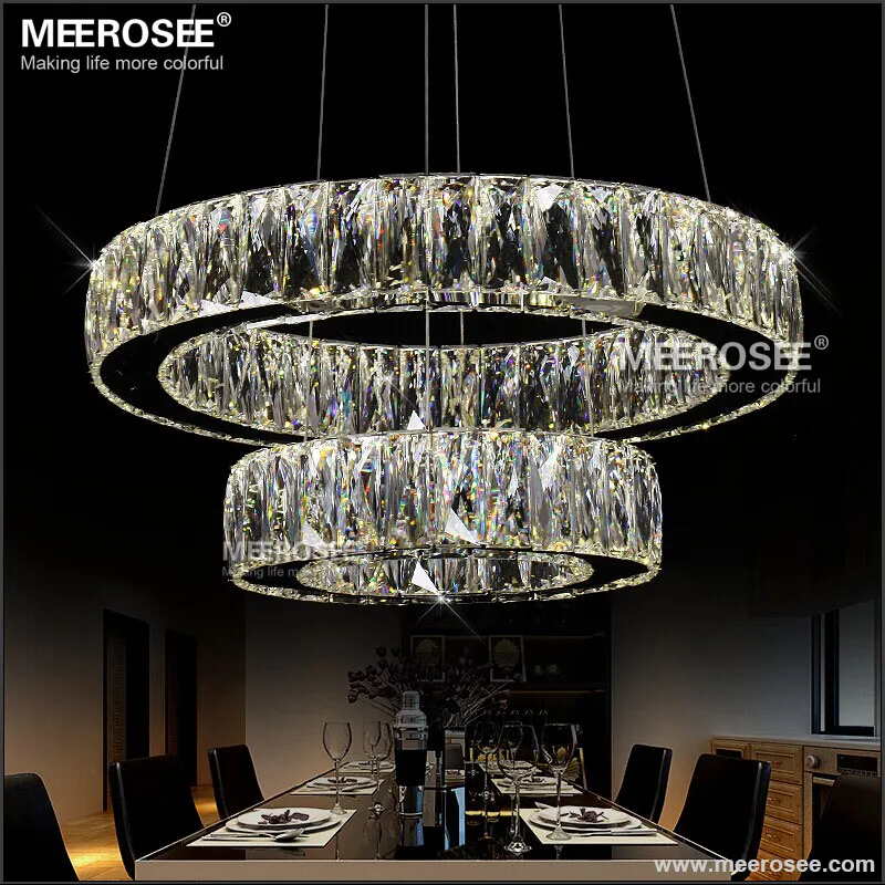 

MEEROSEE Modern Chandelier Lighting LED K9 Crystal Pendant Light Hanging Lamp Lustres De Cristal Suspension Indoor Home Fixture
