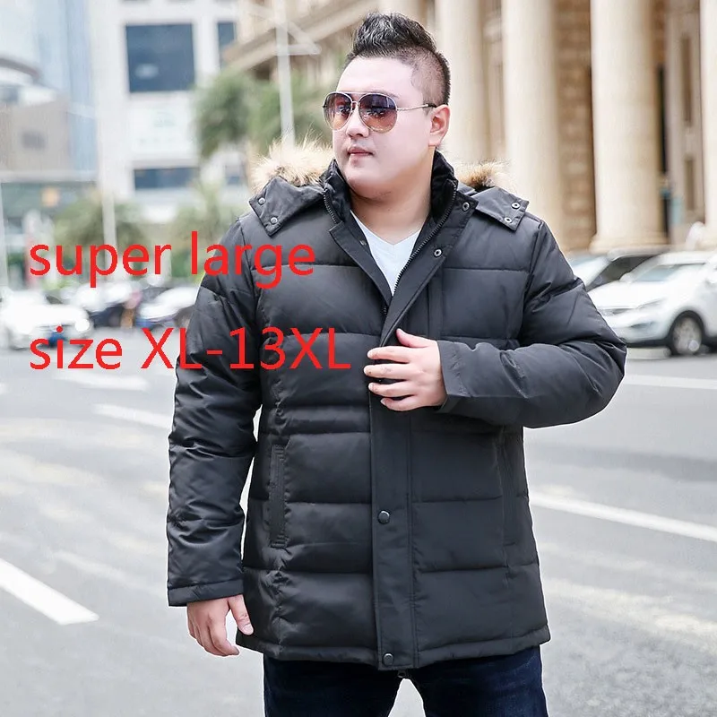 

New Arrival Fashion Men Fur Collar Warm Thickened Oversized White Duck Down Casual Thick Winter Down Jacket plus size XL-12X13XL