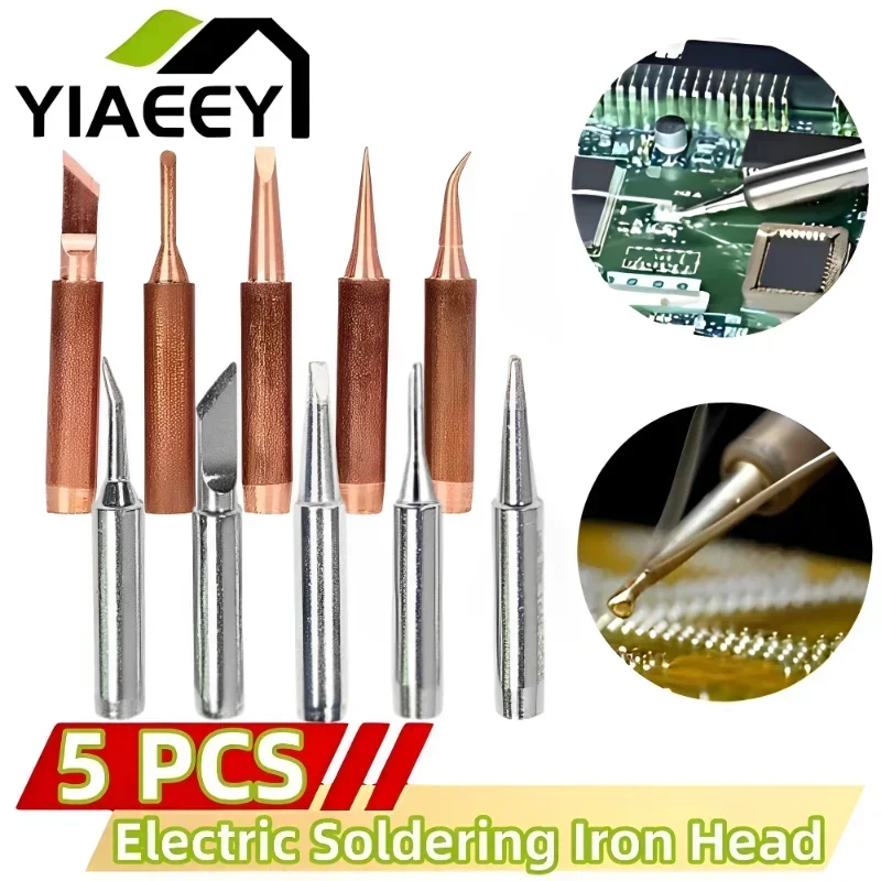 Soldering Iron Electric Soldering Iron Soldering Iron Kit Soldering Iron Set 5pcs Pure Copper Lead-Free 900M-T-K Soldering Iron Tip for Rework Station Tools