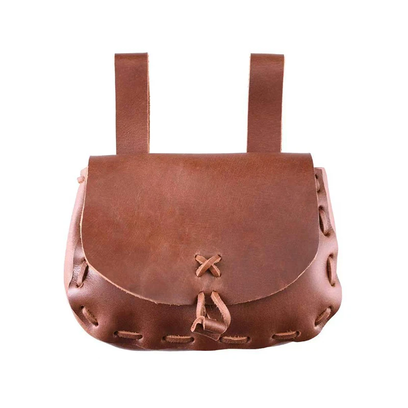 Ceinture Médiévale Homme - Pochette En Faux Cuir Embossé - Portefeuille à Cordon Brun - Style Viking/Renaissance - Cosplay - 5