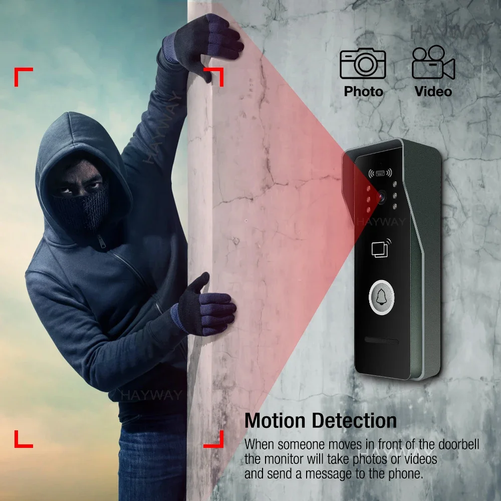 Hayway 10 " Tuya WiFI Smart 1080P Video Intercom System With Mobile Detection IPS Full Touch Monito ID Access Control Unlocking