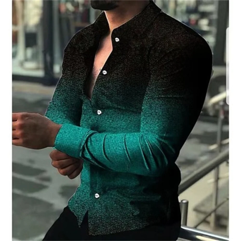 thumbnail image 1 of Camisas florales de moda para hombres, camisas de manga larga con solapa con estampado 3D, gráficos geniales, ropa informal vintage de calle para hombres, tops, 1 of 5