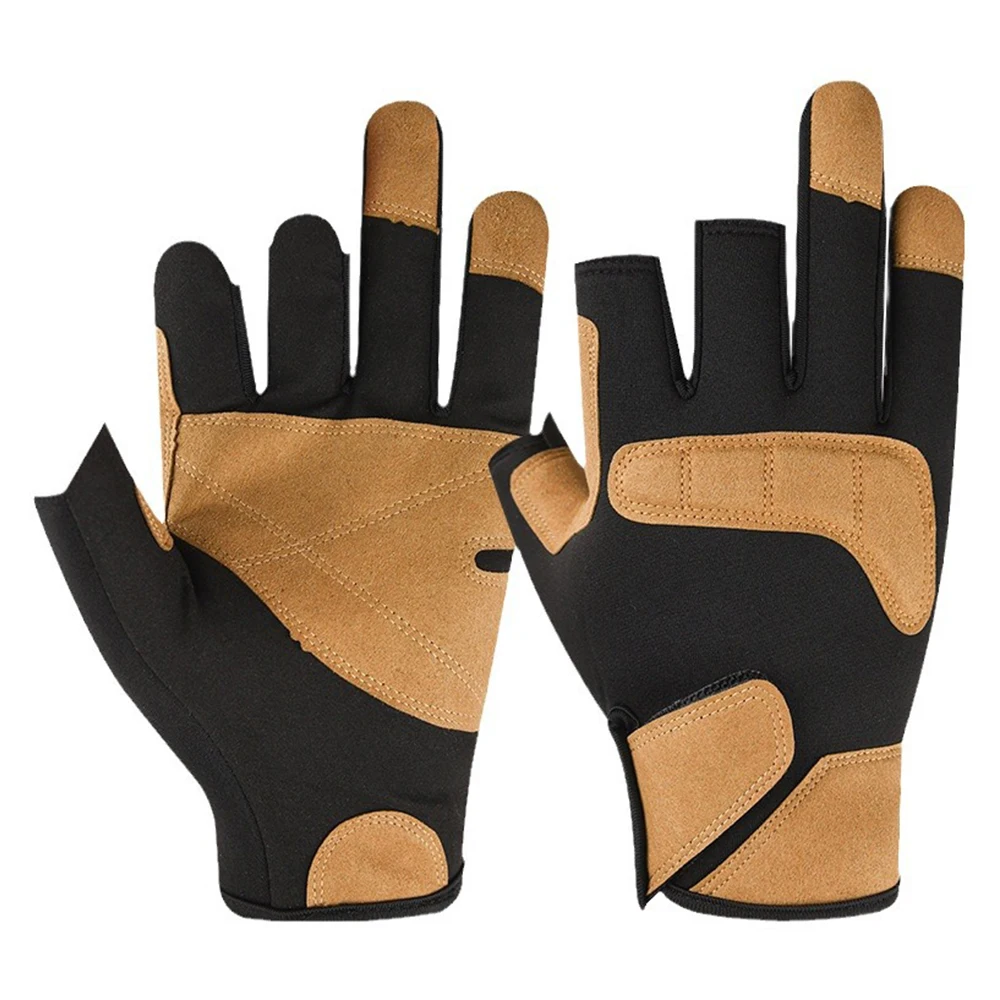 Fishing Gloves 3 Cut Fingers Non-slip Cycling Gloves Outdoor Sports Breathable Anti-cut Work for Men Women 1 Pair