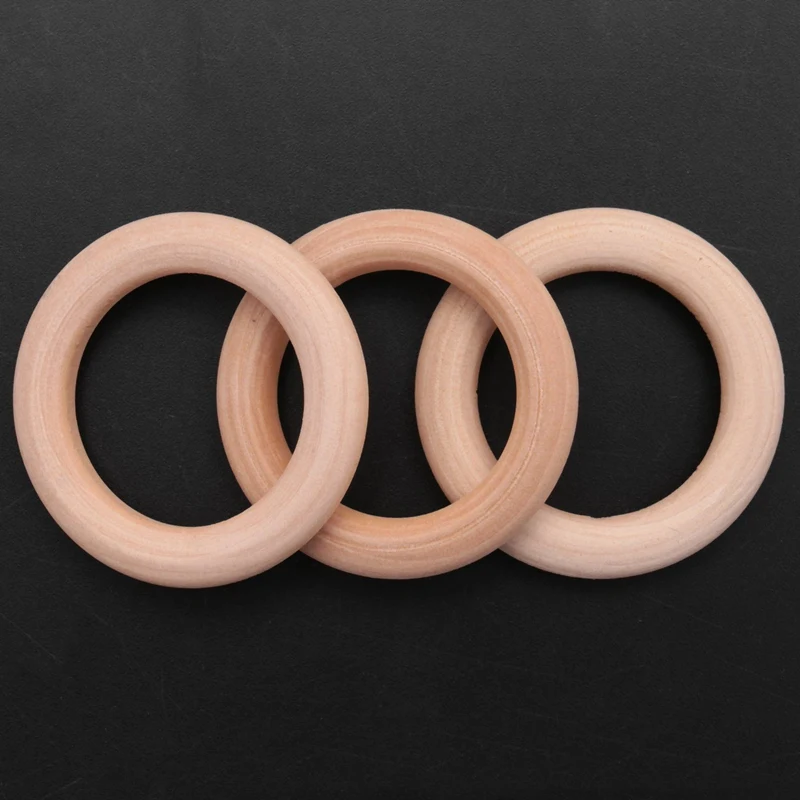 BEAU-10X Wooden Ring For Crafting DIY Craft Jewelry Making 50Mm