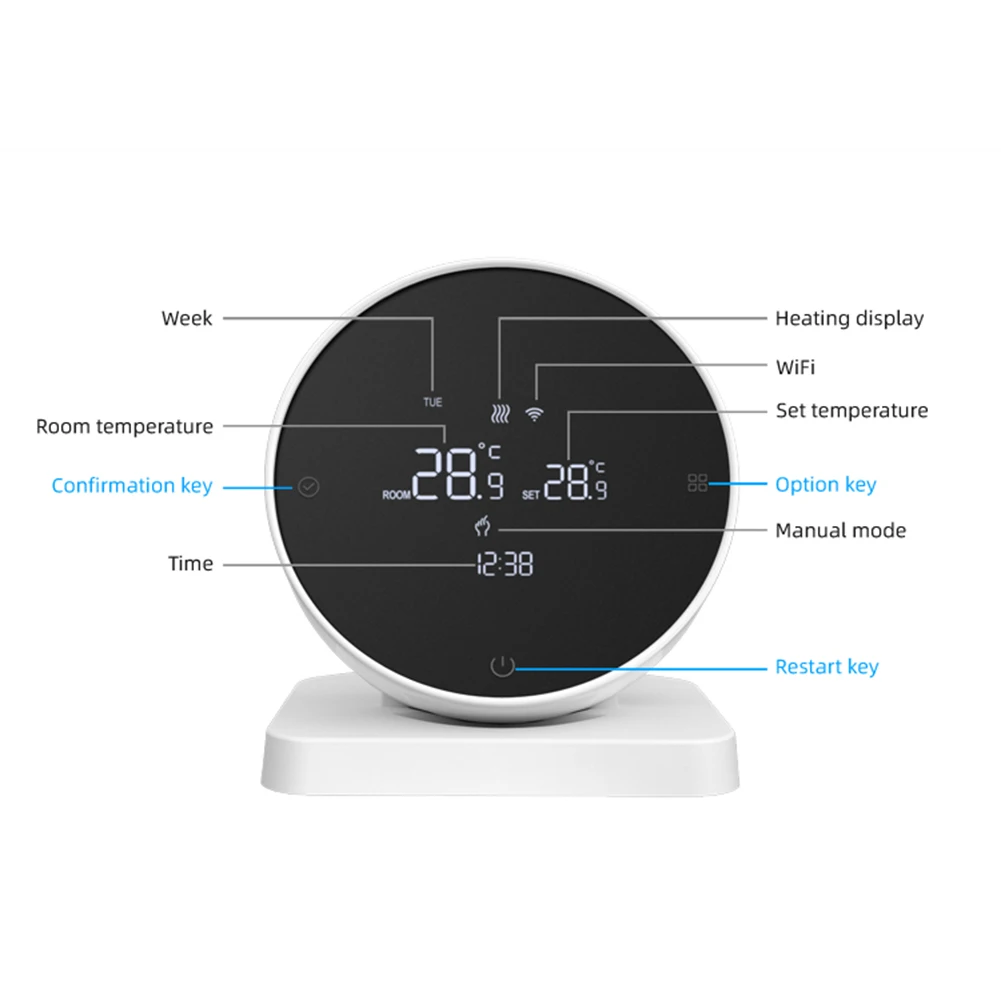 Round Digital Display Smart WiFi Wireless Thermostats Easy Installation Home Thermostat For House Use images - 6