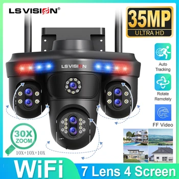 LS VISION 10K Telecamera WiFi di sicurezza domestica 7 Len Quattro schermi tre-PTZ len con zoom 10X CCTV Telecamera IP di sorveglianza wireless da 35 MP 1