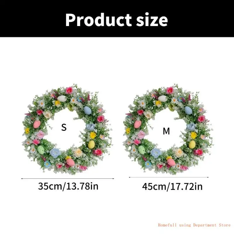 Stylish Easters Wreath with Eggs Front Door Florals Garlands for Home Decoration