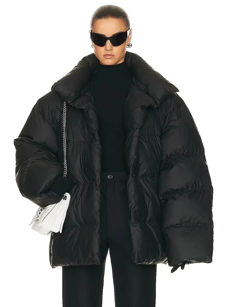 

Designer vintage Solid color lapel embroidered loose down jacket for women's new winter fashion all-in-one bread jacket