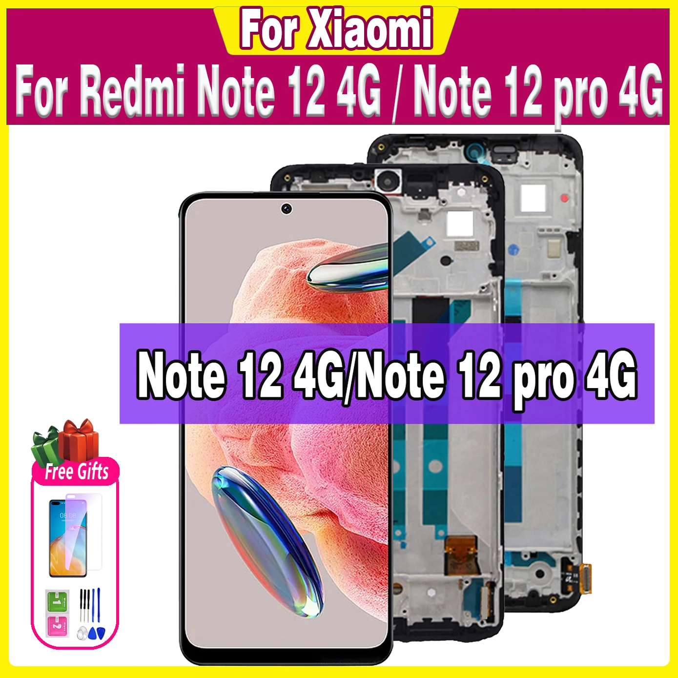 

100% Tested for Redmi Note 12 pro 4G ‎2209116AG LCD for Xiaomi Redmi Note 12 4G 23021RAAE Lcd Display Screen Assembly Digitizer