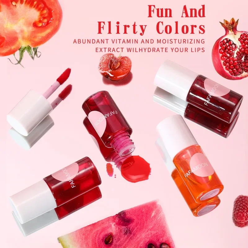Fruity Lip Tint Water Gloss Tint Moisturizing Waterproof Liquid Lipstick Non-Stick High Pigment Long-Lasting Women Gift
