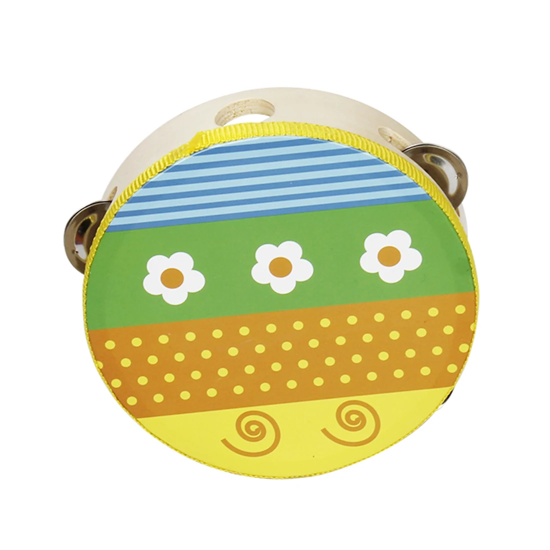 Description Picture 6 of itemOrff Hand Clapped Drum Flower Bell Drum 15CM Cartoon Wooden Tambourine Frestyle Hand Drum Percussion Instrument Children's Gifts