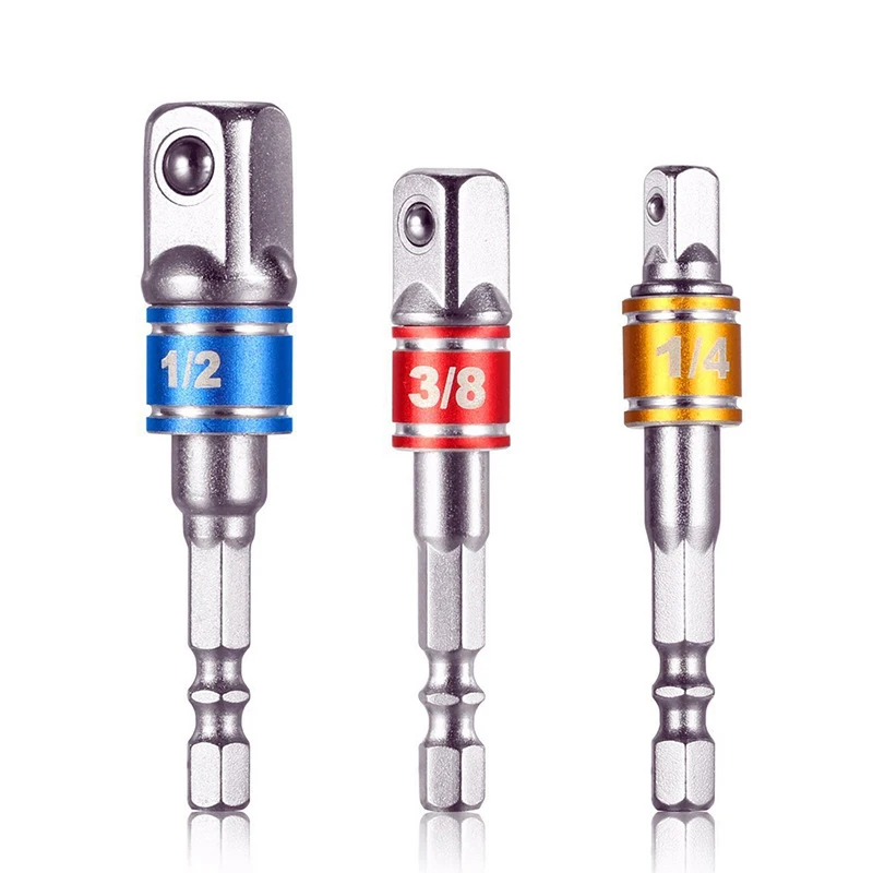 Description Picture 6 of itemSocket Adapter Impact Grade CR-V 1/4" 3/8" 1/2" Hex Shank Bit Square Power Drill Sockets Bit Set Driver Wrench Sleeve Extension