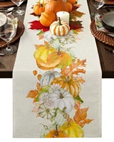 Thanksgiving Autumn Maple Leaves Table Runner Christmas Dinner Table Cloth Wedding Party Decor Cotton Linen Tablecloth 6