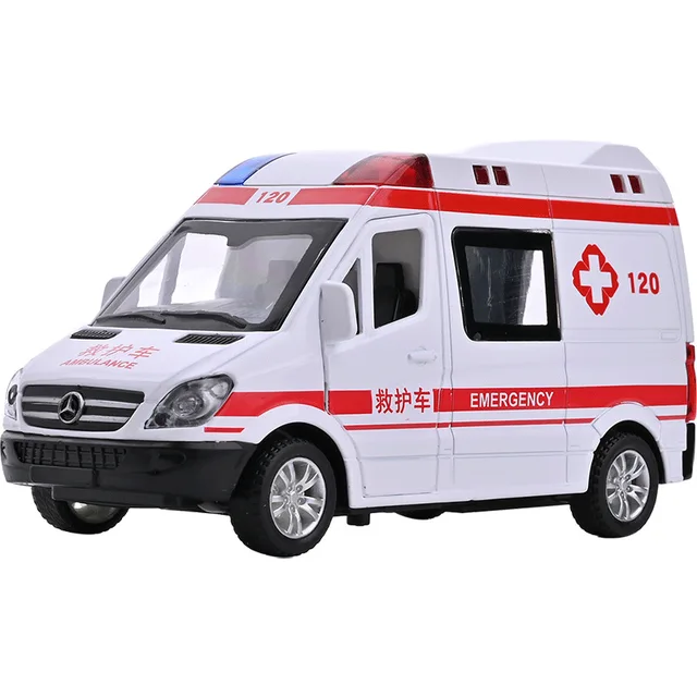 1:32 simulation ambulance model alloy pull back sound and light die-casting car toy police special car children's toy gift 5