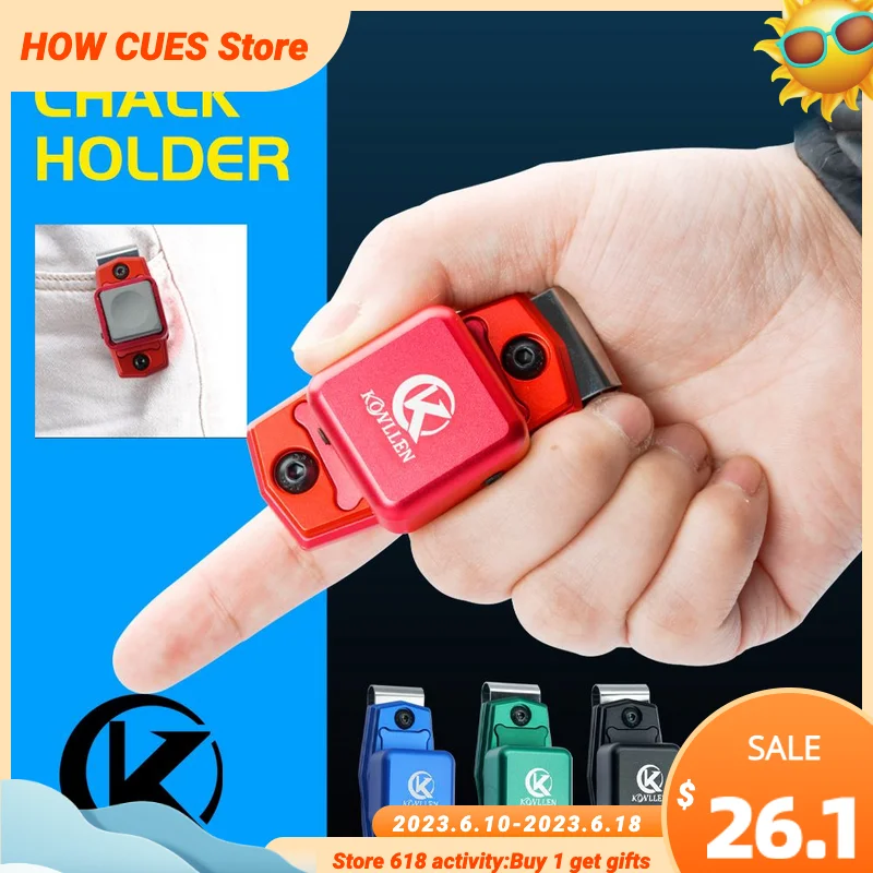 Konllen Chalk Holder Clip Aluminum Alloy Pool Cue Chalk Holder