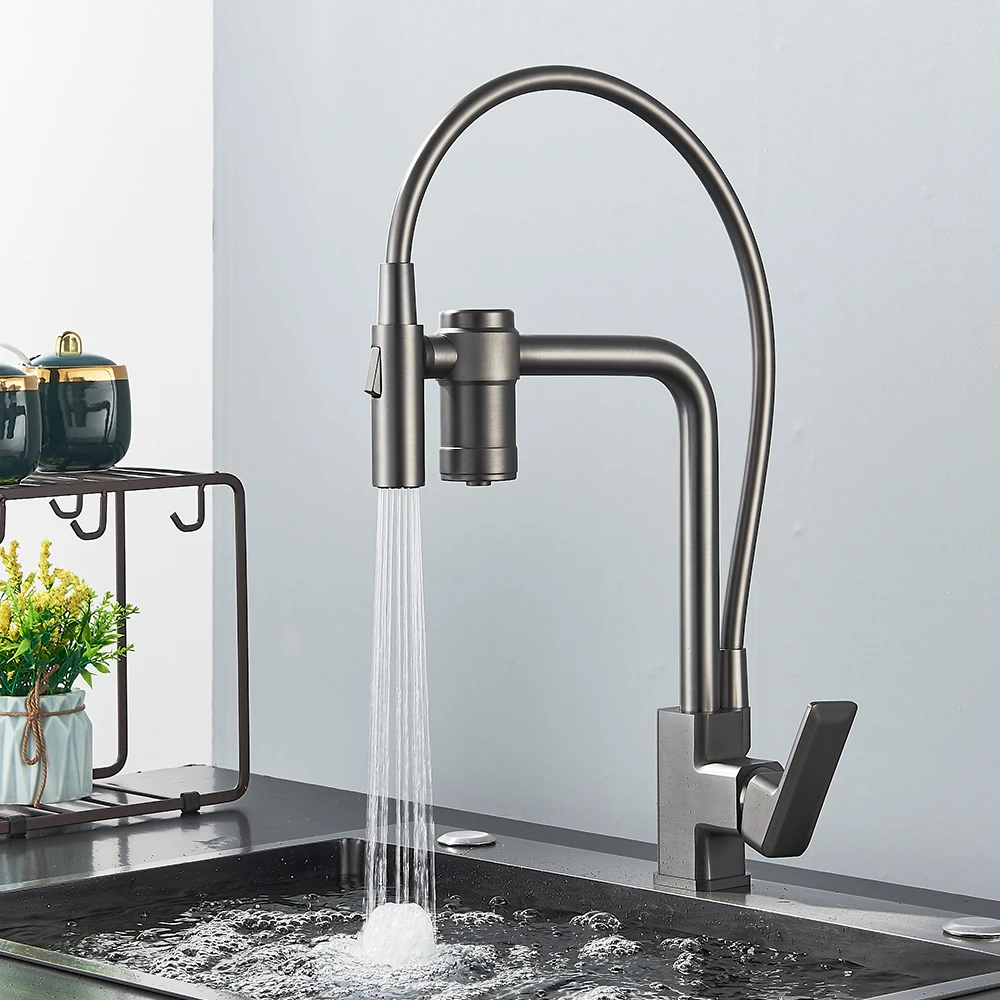 Kitchen Faucet with Water Filter 2 in 1 Sprayer Brass Drinking Tap 360 Swivel