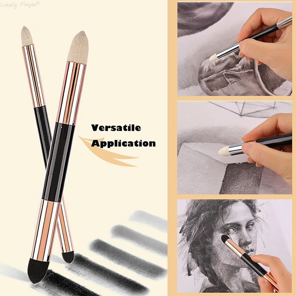 2Pcs Sketch Blending Sponge Pens, Double Headed, Washable & Reusable, for Artists, Shadowing, Detailing and Correcting Drawings 6