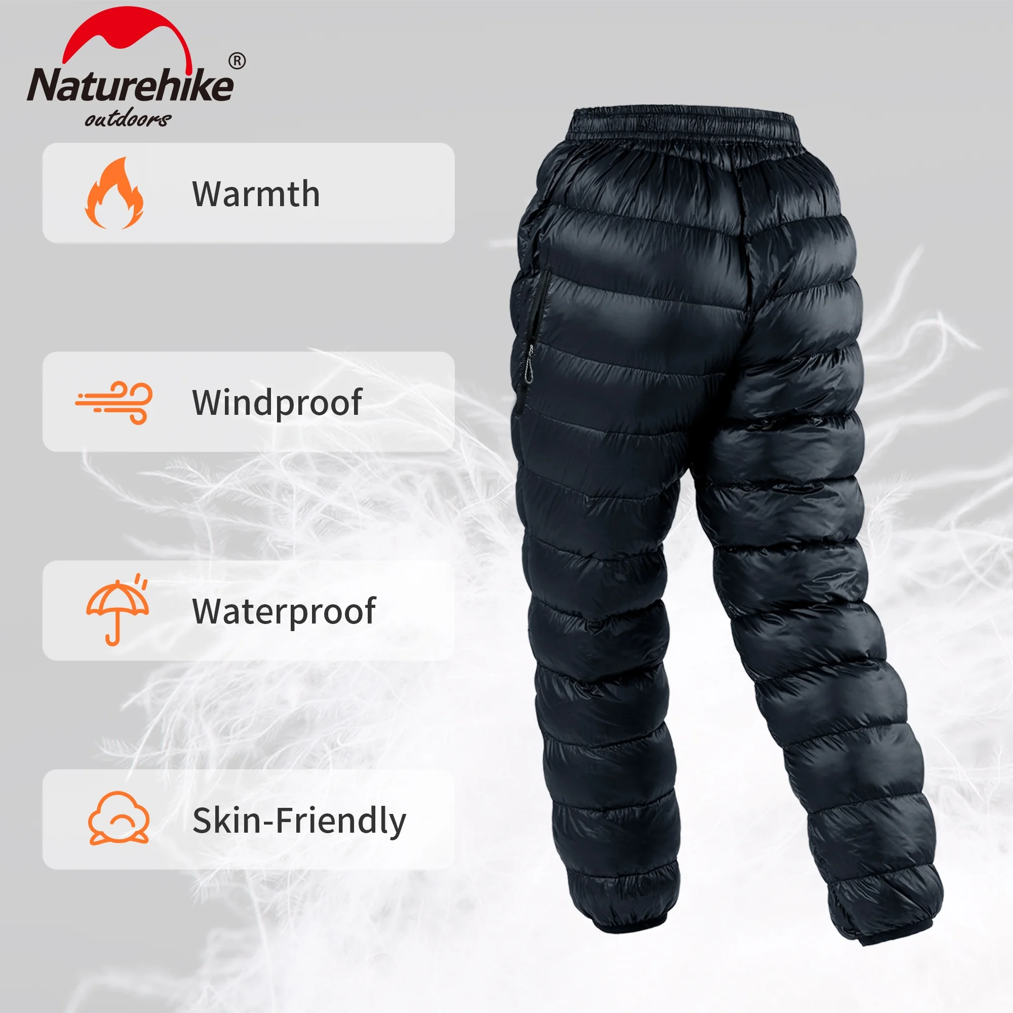 Down Pants Naturehike Outdoor Camping Duck Down Ultralight Mountaineering Hiking Waterproof DW-90