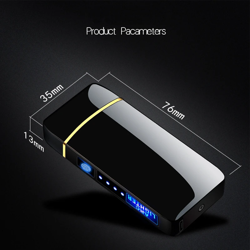 New Dual Arc Windproof Flameless Lighter With LED Power Display USB Touch Metal Plasma Lighter Portable Kitchen Outdoor Gadget 6