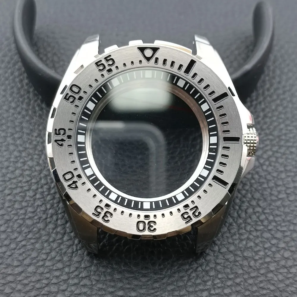Men's 44mm Steel Watch Case with Sapphire Glass and Accessories