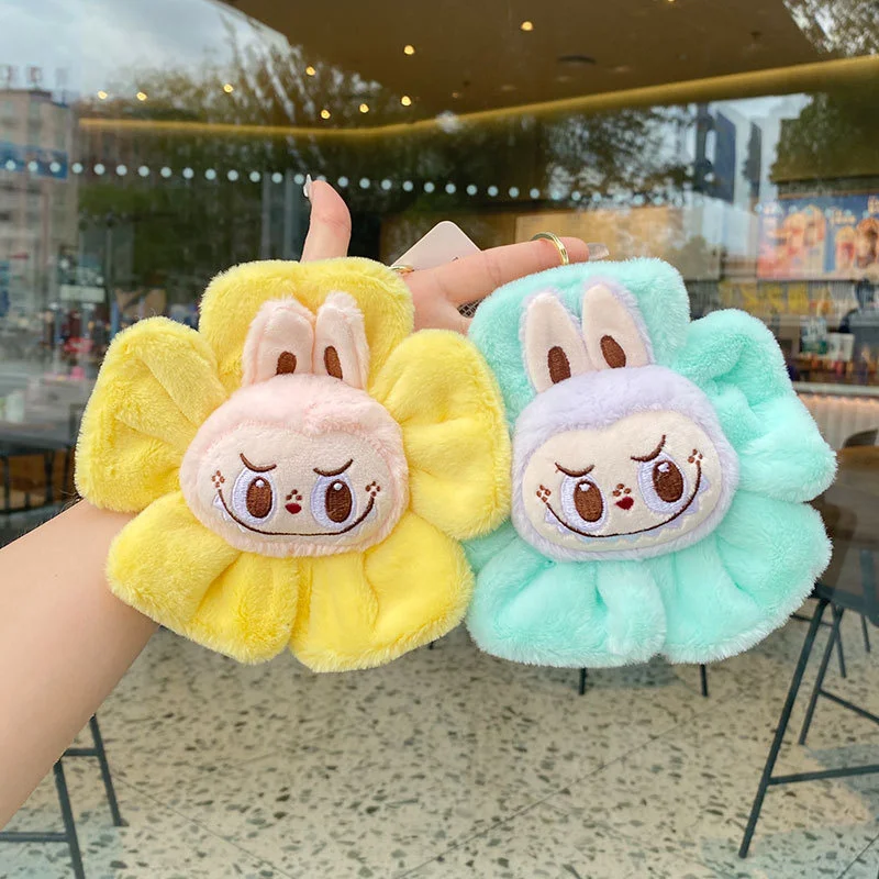 Kawaii Labubu Sun Flower Plush Toy Pendant Labubu Cute Cartoon Soft Filled Doll Keychains Bag Accessoriescar Key Ring Gift 3