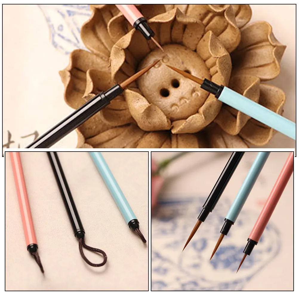 3Pcs 고급 디테일 페인트 브러쉬 세트 중국 서예 브러쉬 경량 라인 페인팅 브러쉬 수채화 아트