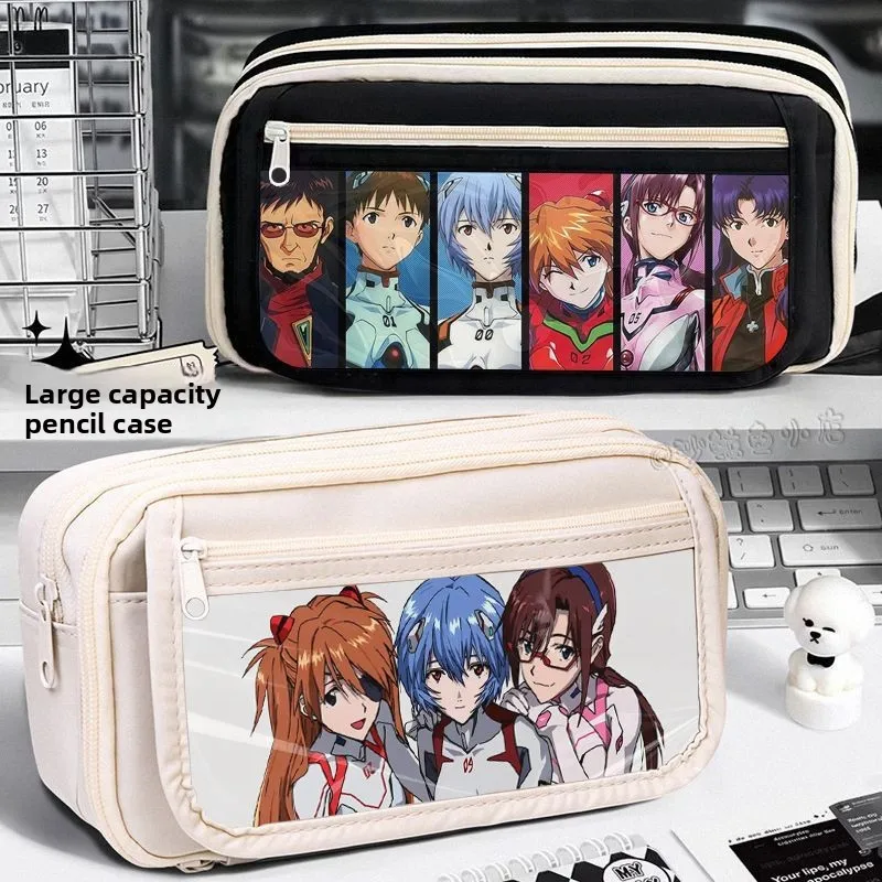 Evangelion Anime Pencil Case - Cute Cartoon Design with Large Capacity for School and Office Use