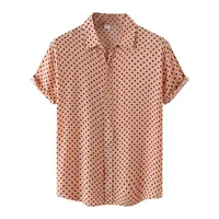 Designer Men's Shirt Summer Leisure Ethnic Cotton Linen Men Shirt Polka Dot Print Lapel Short Sleeve Shirt Streetwear camisas - Image 3