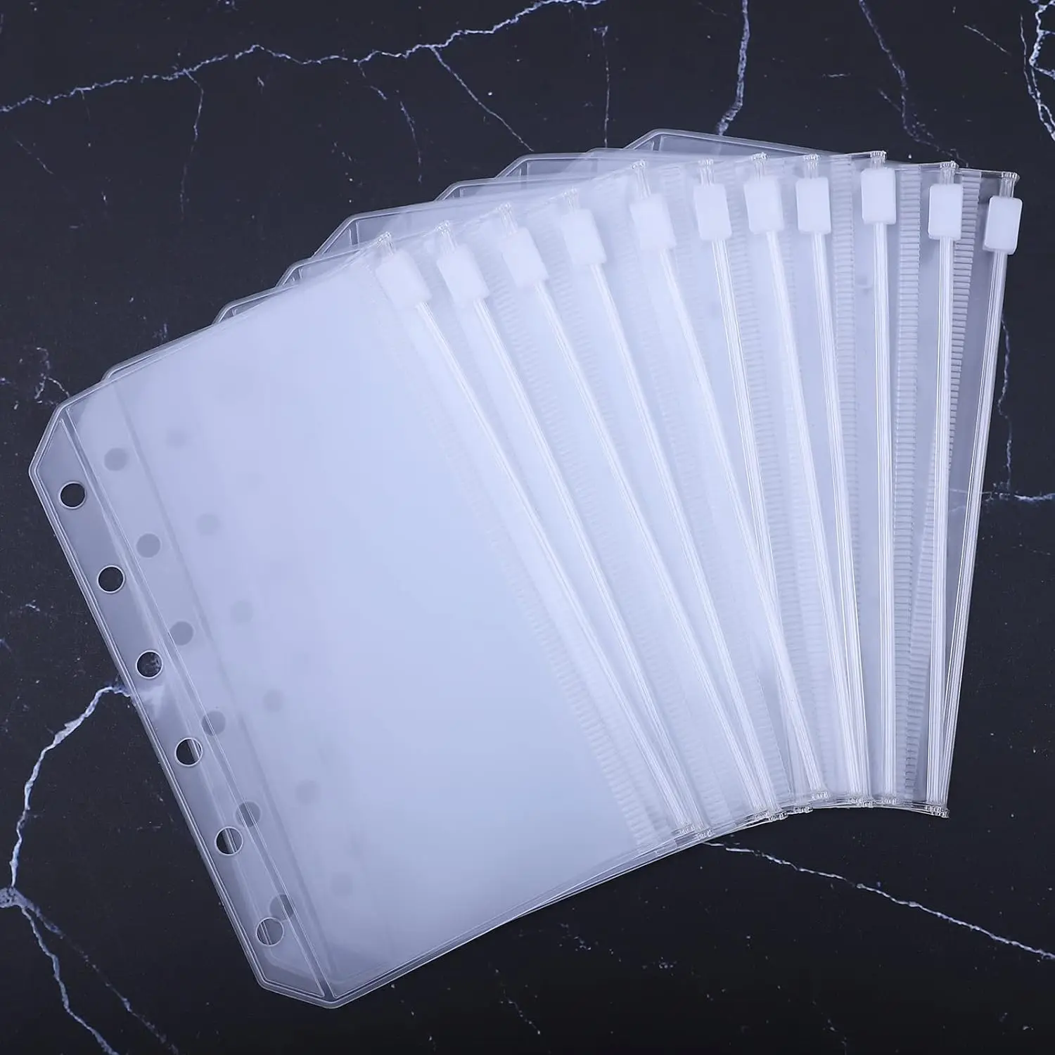 

Budget Envelopes Loose Leaf Bag Waterproof For Binder Notebook Planner Zipper Binder Pockets PVC Cash 6-Hole for A6