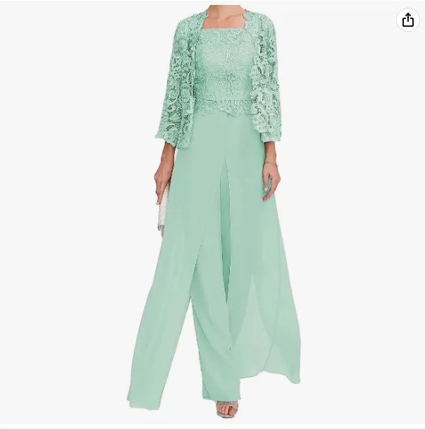CloverBridal 3 Pieces Chiffon+Lace Vestidos De Fiesta Elegantes Para Mujer Solid Color Loose Occasion Women Dress WM9978