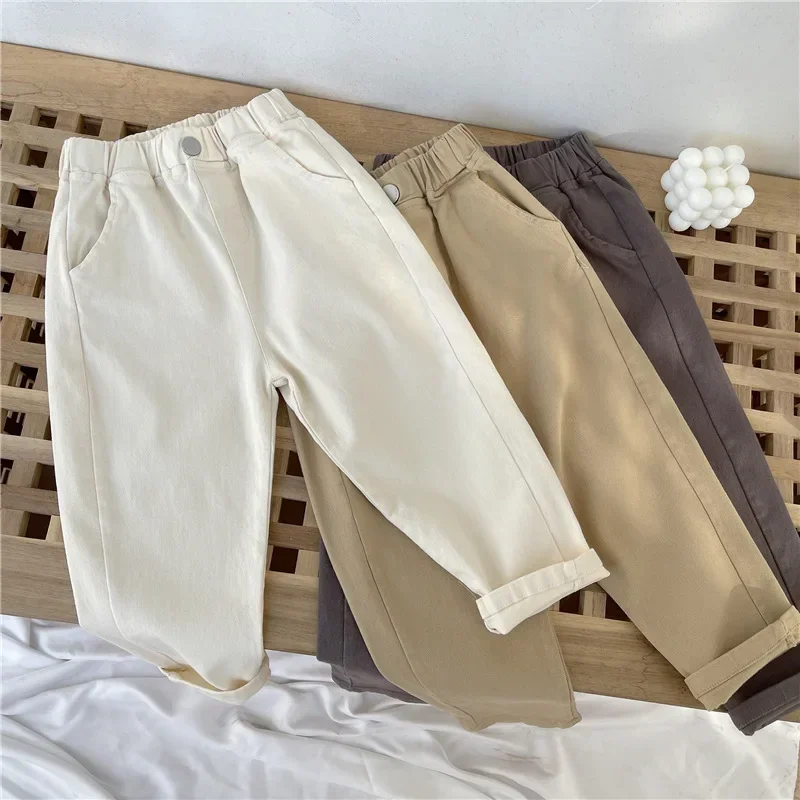 Neue Jungen Cargohose Mid-Rise Button Casual Outdoor Bequeme Atmungsaktive Frühling Herbst Mode Kleinkind 1-8 Jahre Jungen Hosen – Detail 19