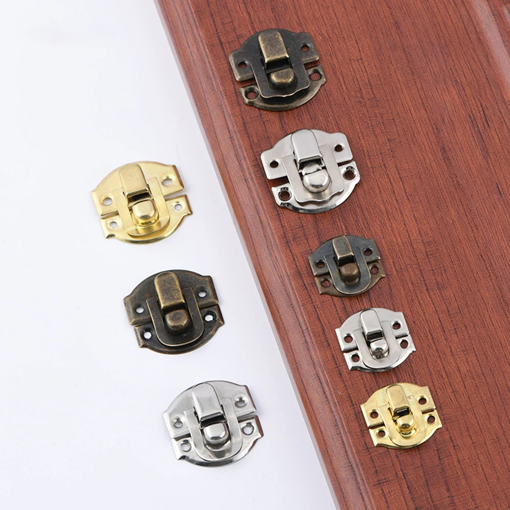 10Pcs Antique Lock Wooden Jewelry Box Decorative Padlock 20x21mm Metal Hasps Latch With Screw Vintage Furniture Hardware