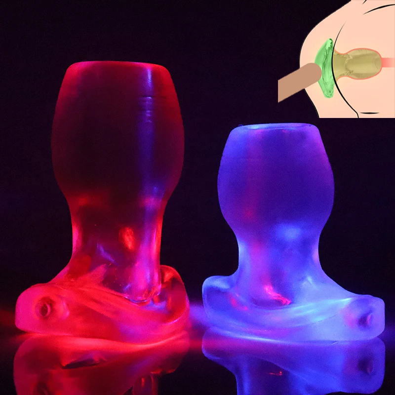 Luminous Hollow Anal Plug Dildo For Men Penis Inserting Anus Expand/Speculum/Tunnel Vaginal Clean SM Enema Sex Toys For Women