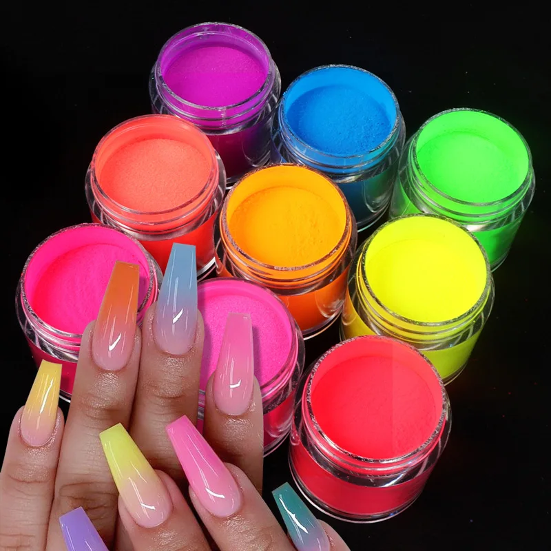 Acrylic Fluorescent Powder Glow In the Dark All Series Dipping Nail Powder  DIY Nutural Dry Dipping System Nail Accessories