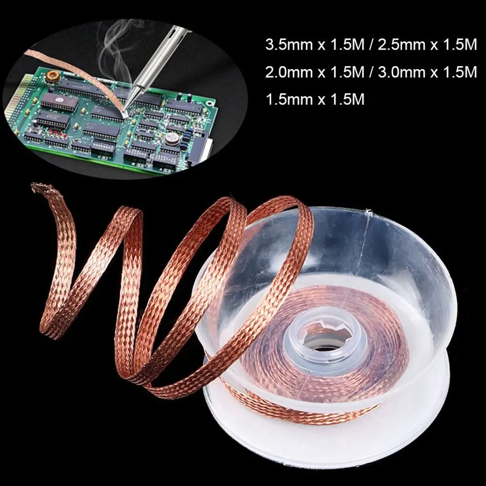 Desoldering Braid Tape Copper Wire Tin Solder Removal Soldering Wick 1.5m*1.5/2.0/2.5/3.0/3.5mm BGA Cleaning Repair Tools desoldering braid solder remover soldering repair tool desoldering mesh braid