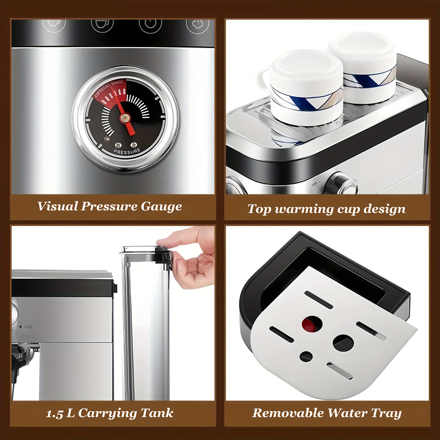 Sejoy Espresso Machine For Newbie Professional Espresso Maker With Milk Forth Steam Wand Latte-art Cup Compact Coffee Machine