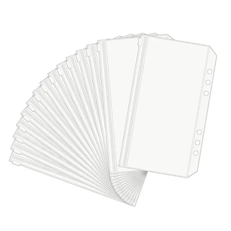 203050PcsA6BinderPockets6HolesBinderPocketsClearPVCBinder