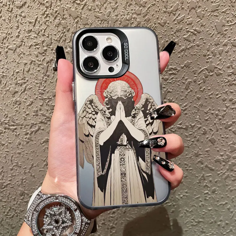Modische Coole Tattoo-Nonnen-Handyhülle für iPhone 17 16 14 15 Pro Max Plus 12 13 Mini 11 Pro Max Stoßfeste Laser-Handyrückseite – Detail 3