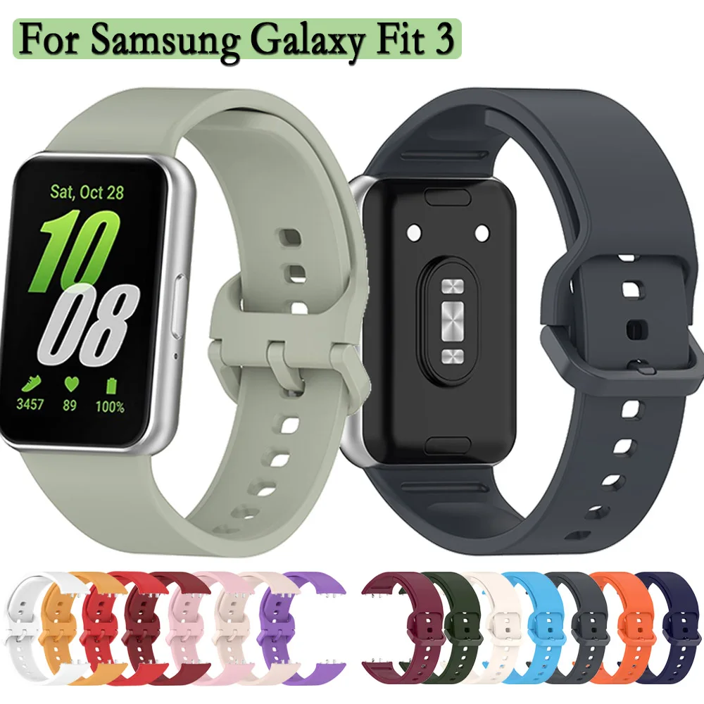 

Silicone Strap For Samsung Galaxy Fit 3 (SM-R390) Same Color Buckle Watchband Adjustable Sport Wristband Good To Wear