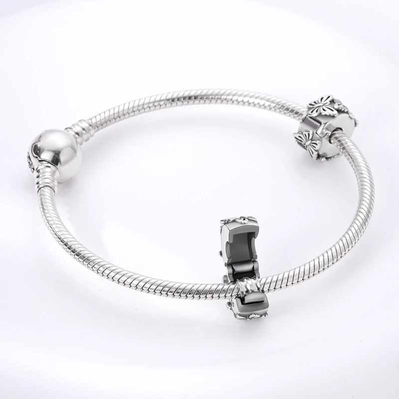 Charm Jewelry 925 Silver Clasp Clip Spacer Stopper Beads Charms Safety Chain