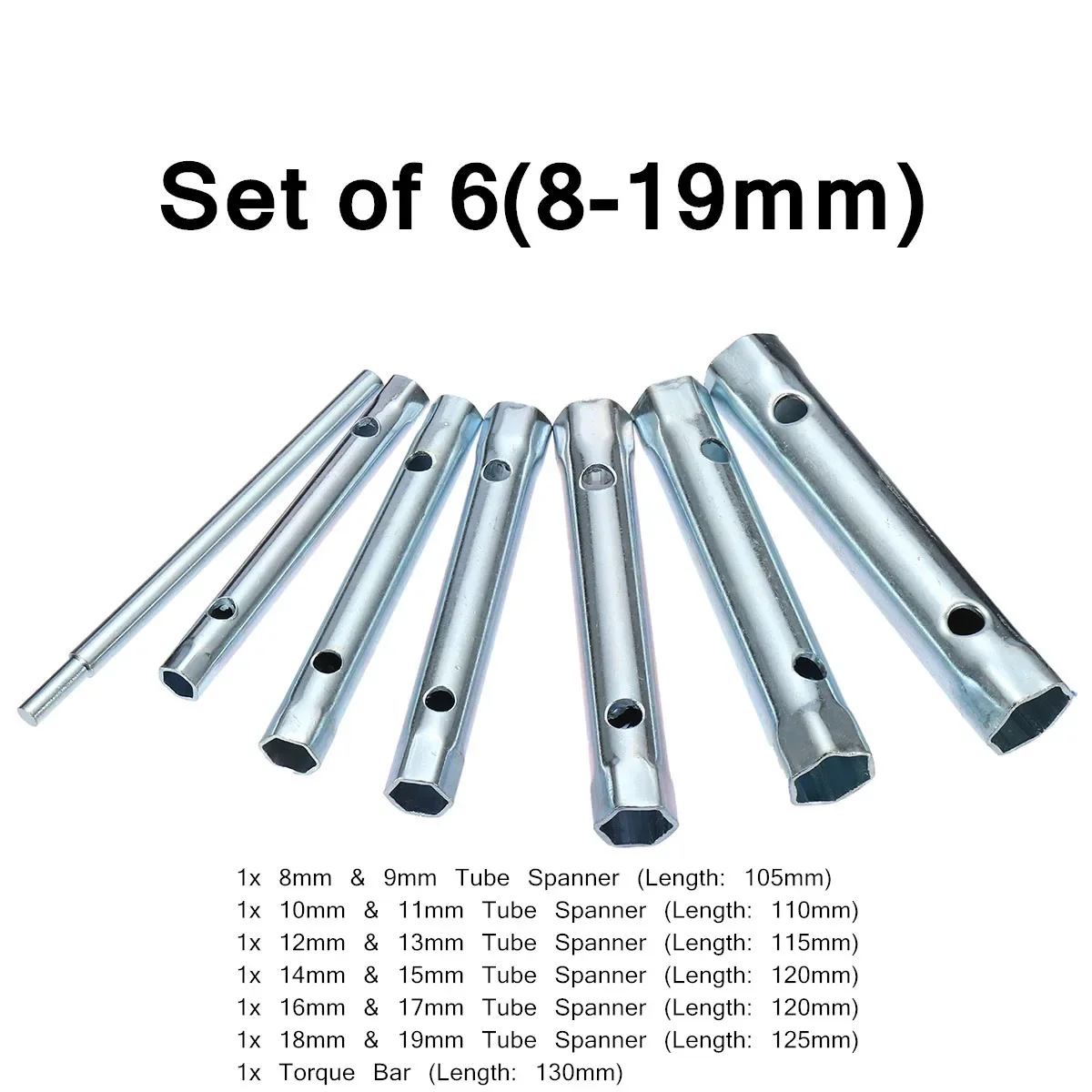 

8-19mm 6-22mm 6PC/10PC Metric Tubular Box Wrench Set Tube Bar Spark-Plug Spanner Steel Double Ended for Automotive Plumb Repair