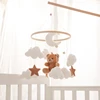 Baby Crib Mobile Rattle Toy Wooden Bed Bell Mobile Hanging Teddy Velvet Bear Doll Toy Newborn Music Box Crib Mobile Bracket Gift 1
