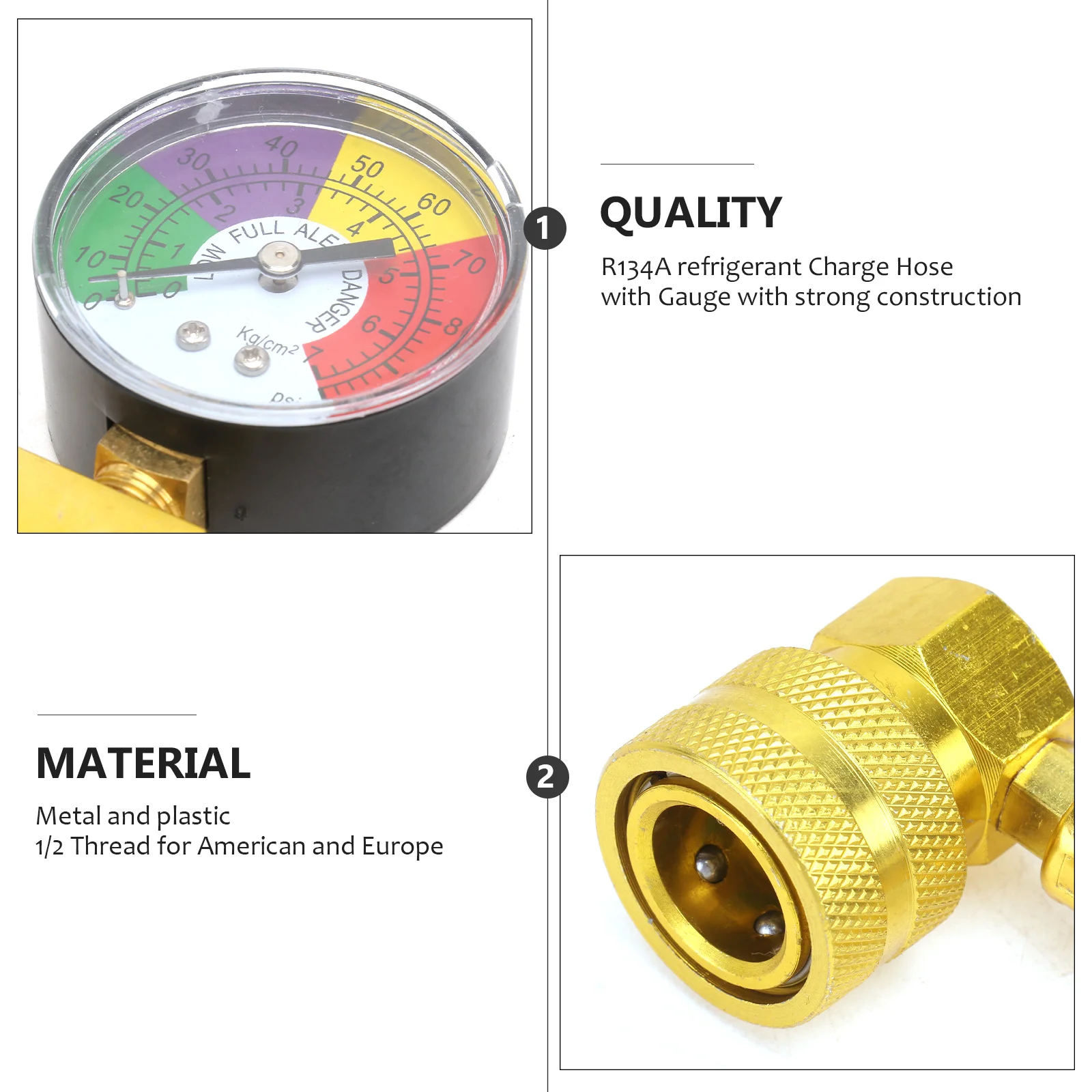 R134A Air Conditioning Refrigerant Charging Hose with Gauge for Car R134A Automobile Air Conditioning Automotive R404a air conditioning hose kit air conditioning hose
