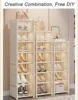 1pc 6/8 Layers Shoe Organizer, Space-saving Metal Frame & Fabric Interlayer Shoe Rack, T1 Shelf for Entryway Hallway Living Room 6