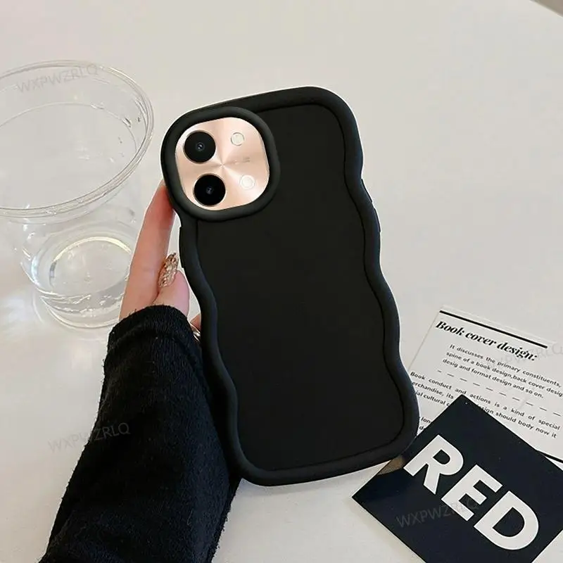 Solid Color Silicone Shock-Absorbing Wave Phone Case