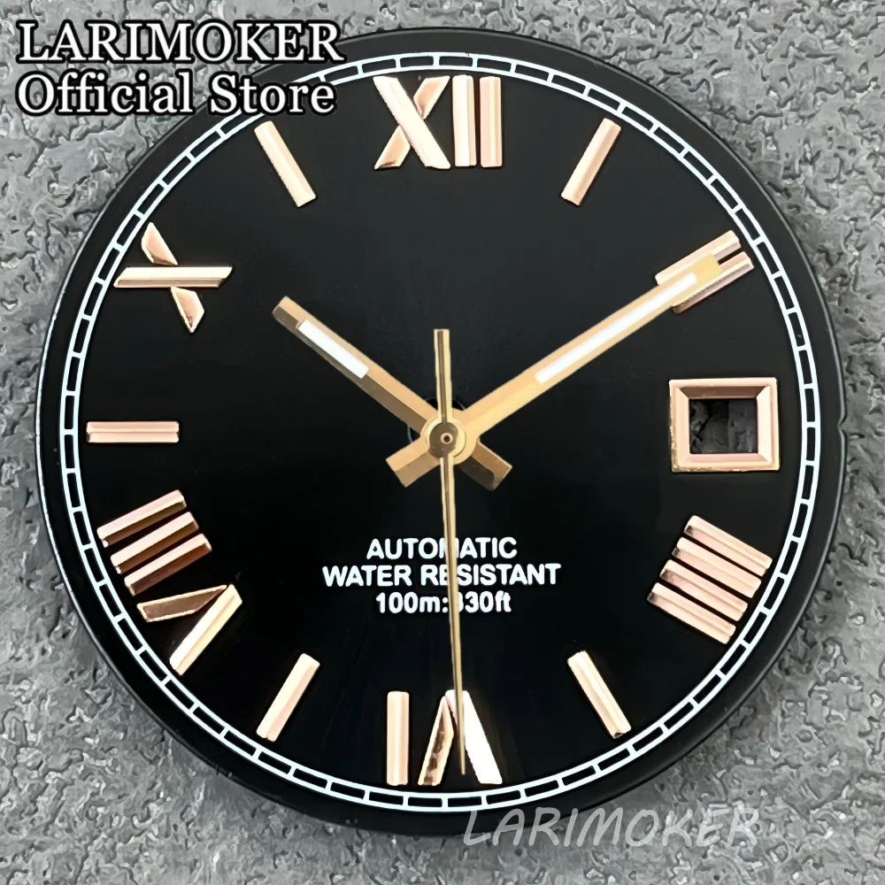 LARIMOKER 29 mm römisches Randzeichen Sunberst Datum Zifferblatt mit grünen Leuchtzeigern, geeignet für Mingzhu/PT5000 Uhrenzubehör – Detail 4