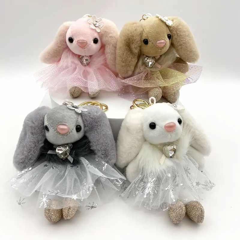 

so pretty Mascot doll beautiful long ear rabbit dress skirt lifelike beautiful Pendant decorate birthday keychain fahione gift