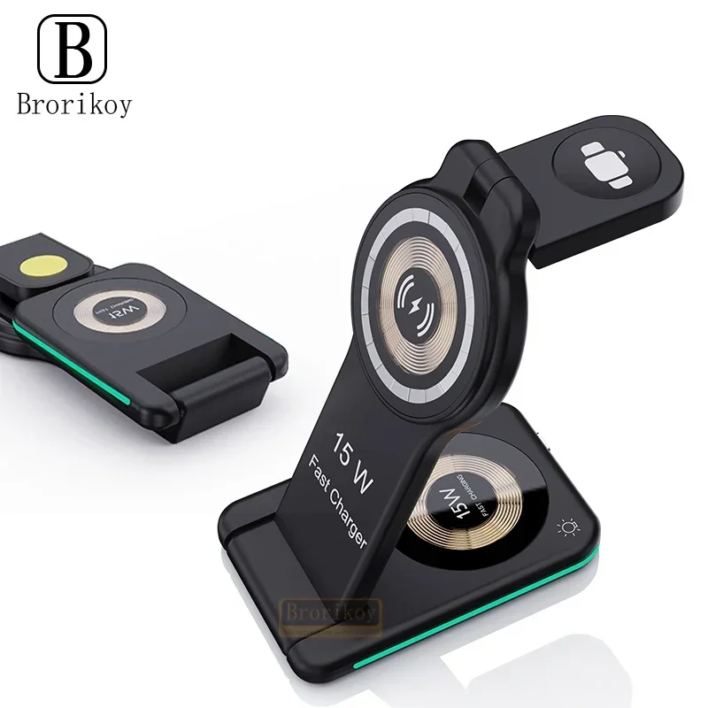 Supporto Per Caricabatterie Wireless Magnetici 3 In 1 Per Iphone 15 14 13 12 11 X Xs Stazione Di Ricarica Rapida Per Apple Watch Se 8 7 Airpods Pro3