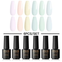 ROSALIND Gel Nail Polish 6PCS Set UV Gel Semi Permanent Varnishes Base Top Coat Macaron Effect Nail Art Design Salon/DIY Gift 2