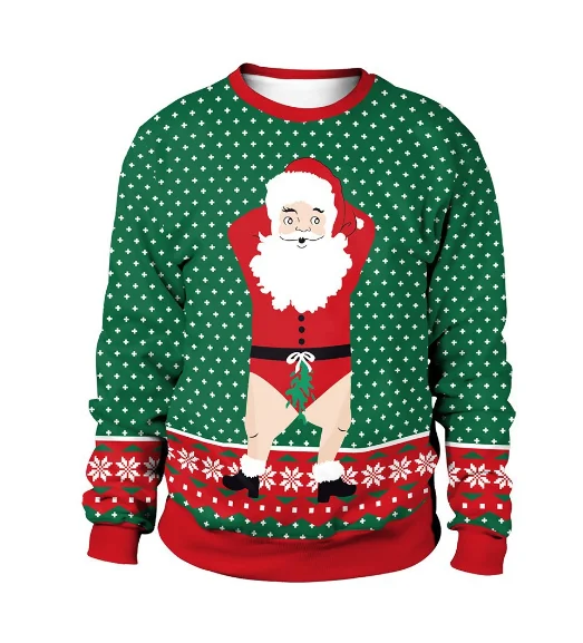 thumbnail image 1 of Suéter feo de Navidad 2024 para regalar, elfo de Papá Noel, divertido suéter de reno de Navidad para hombre, ropa de pareja para vacaciones, 1 of 5